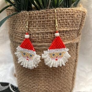 NEW - Brick Stich beaded Santa Earrings